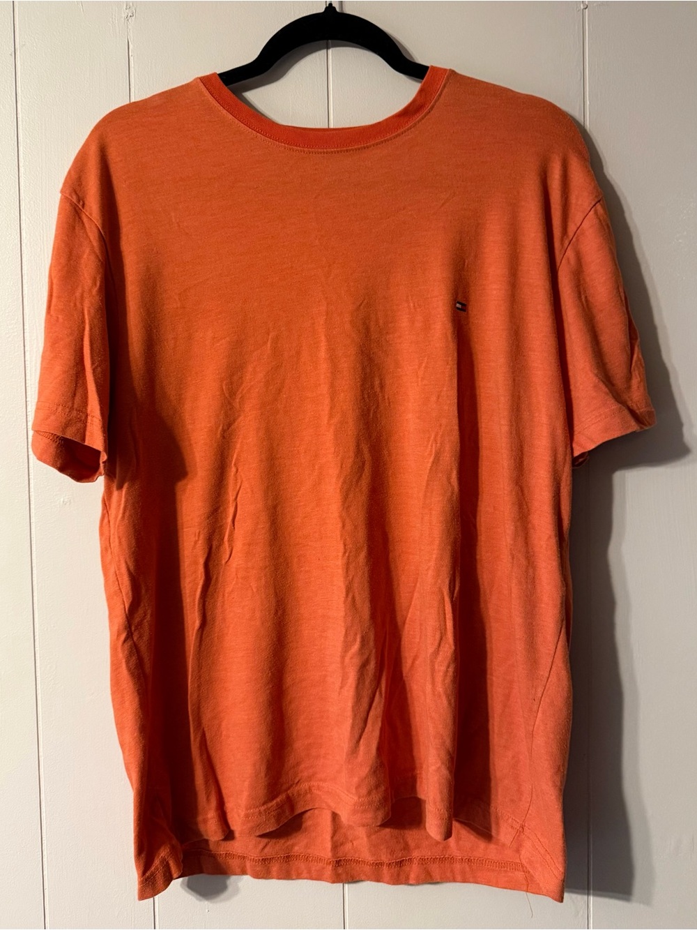 Vintage 90s Tommy Hilfiger Orange Tee Shirt Small Flag Logo Men’s M Y2K